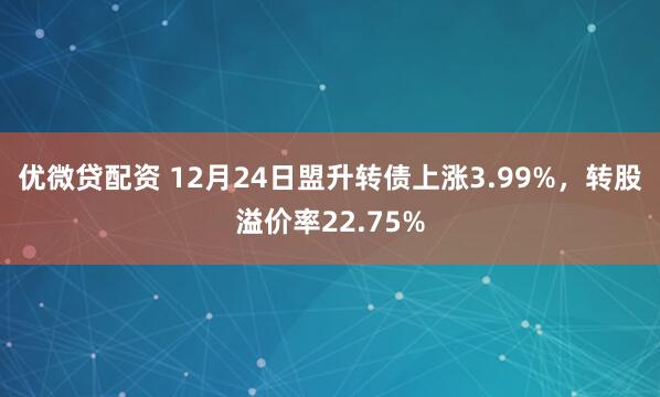 优微贷配资 12月24日盟升转债上涨3.99%，转股溢价率22.75%